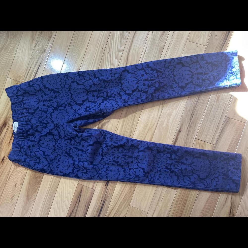 Anthropologie The Essential Skinny! Blue Flocked Sz 4 Awesome!!